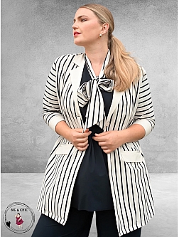 Plus Basics Blazer Midi Jacket Breton Stripe